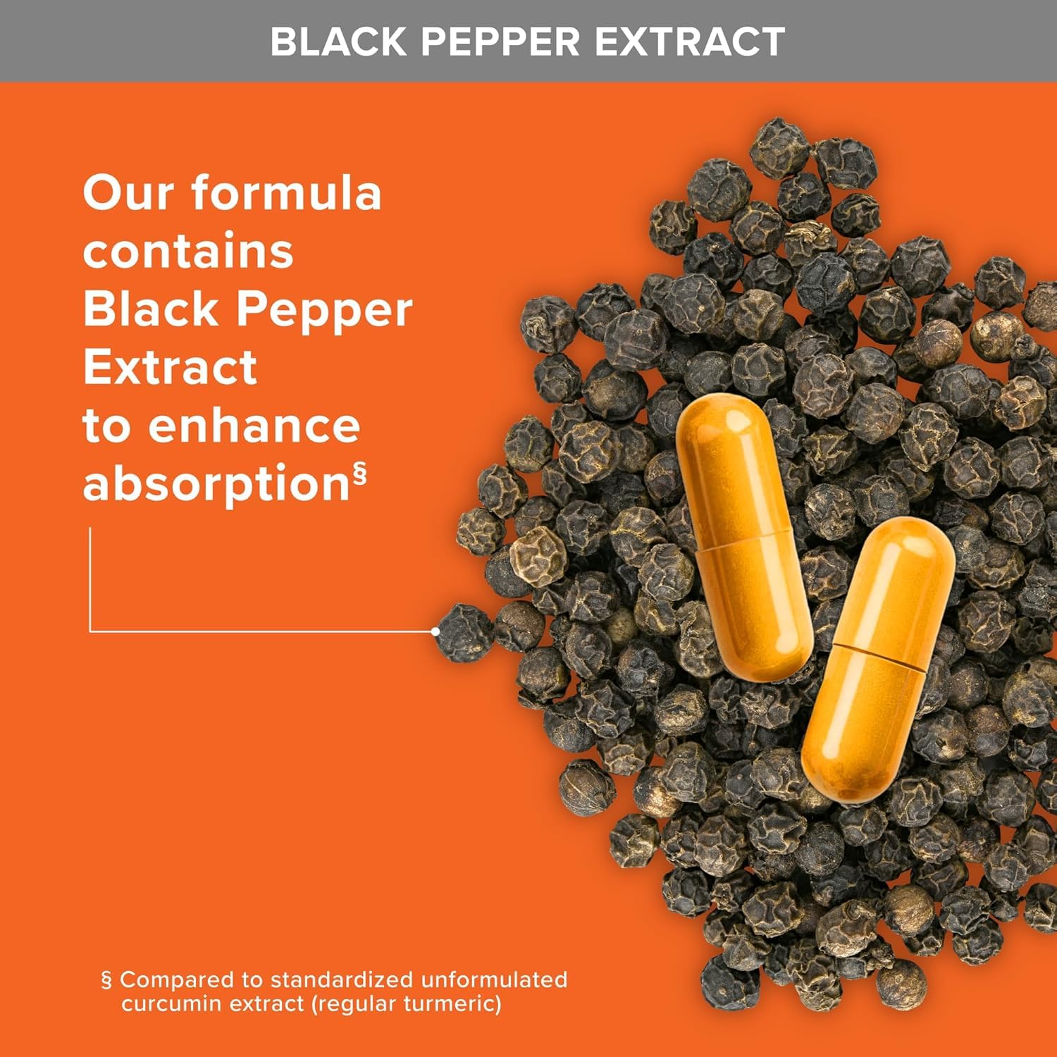 Qunol label detail with curcuminoid strength and black pepper mention