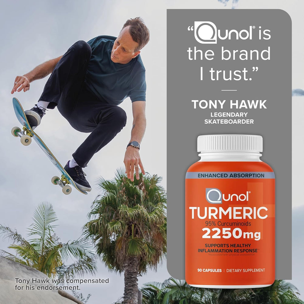 Person stretching with Qunol bottle nearby showing joint support lifestyle