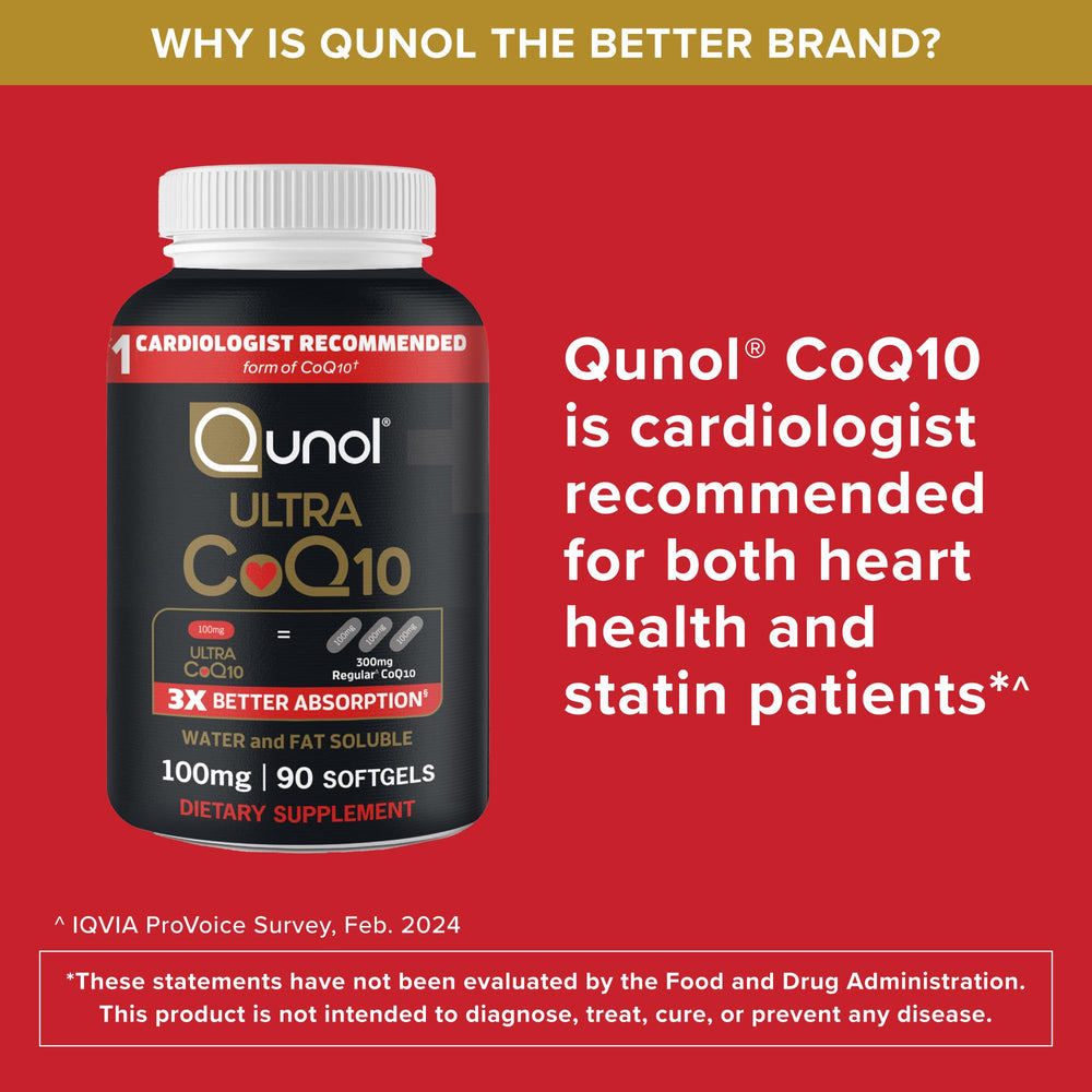 Qunol etiqueta nutricional legible con datos de CoQ10 100 mg