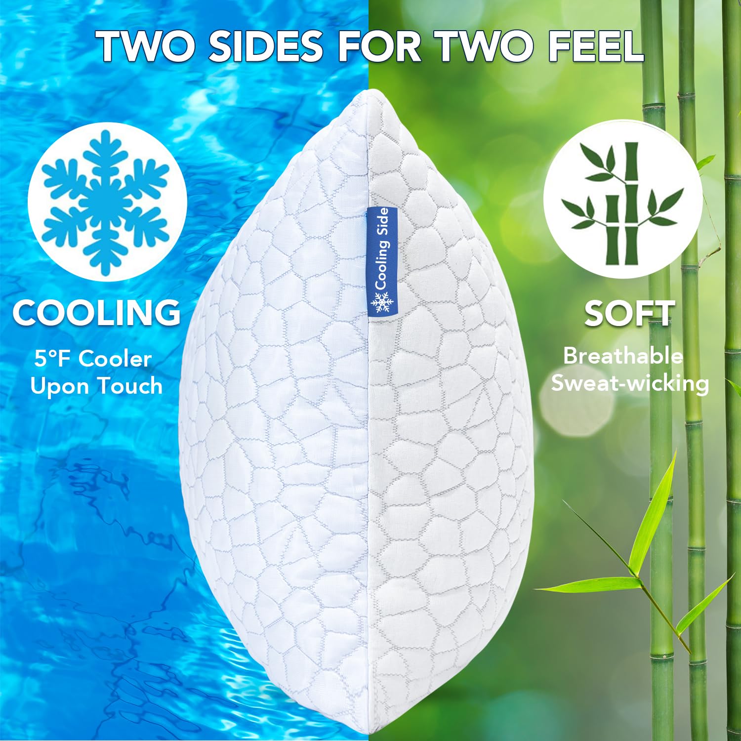 QUTOOL close-up of shredded gel memory foam revealing airflow and adaptive support