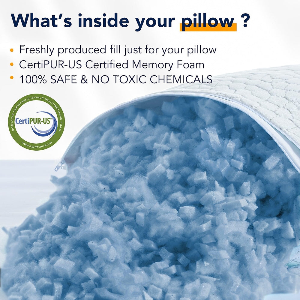QUTOOL pillow next to ruler showing standard size and accurate dimension reference