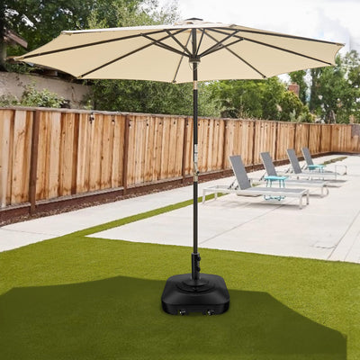 QZER umbrella base with metal pipe stored inside for compact transport ease
