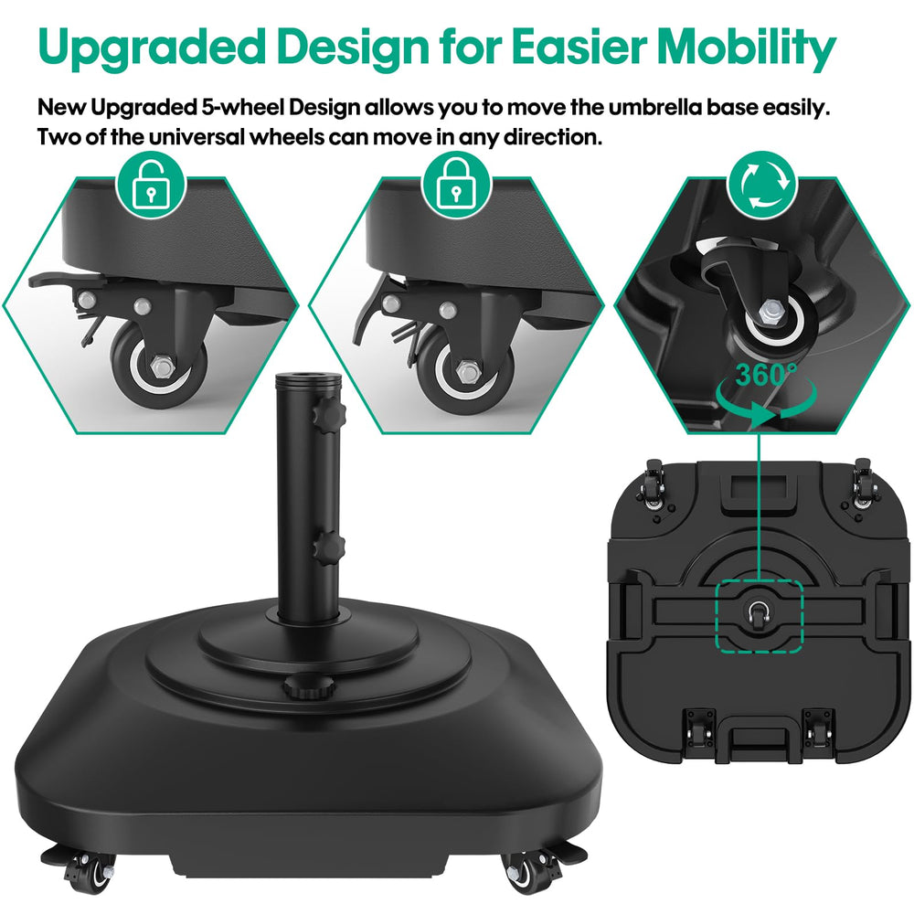 QZER umbrella base top fill port open for fast water or sand filling benefit