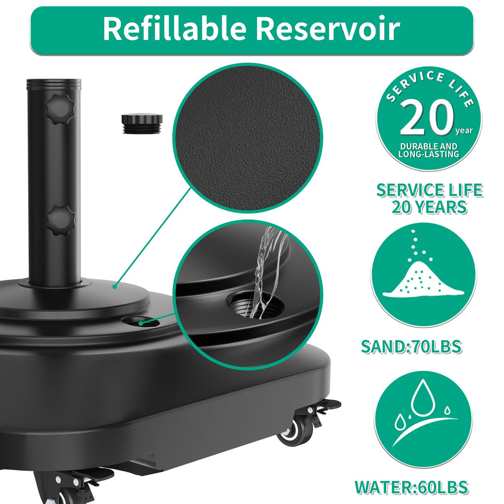 QZER umbrella base caster wheels with locks for easy mobility and secure hold