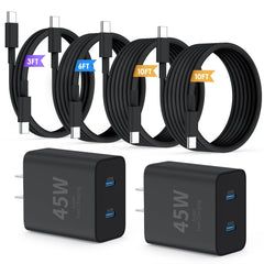 QZIIW vista frontal del cargador 45W mostrando beneficios de carga rápida