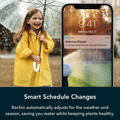 Rachio installed in weatherproof enclosure protecting the unit and enabling outdoor use