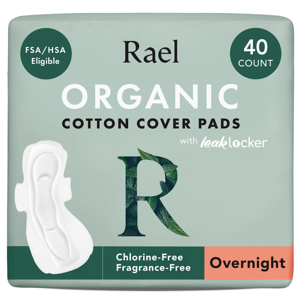 Rael front packaging showing heavy overnight 40-count for reliable protection
