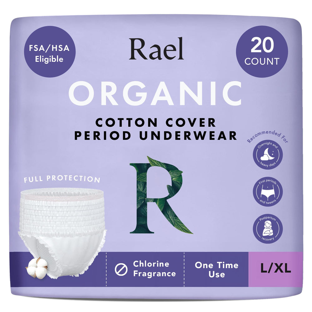 Rael imagen frontal del paquete L-XL mostrando 20 unidades y utilidad práctica