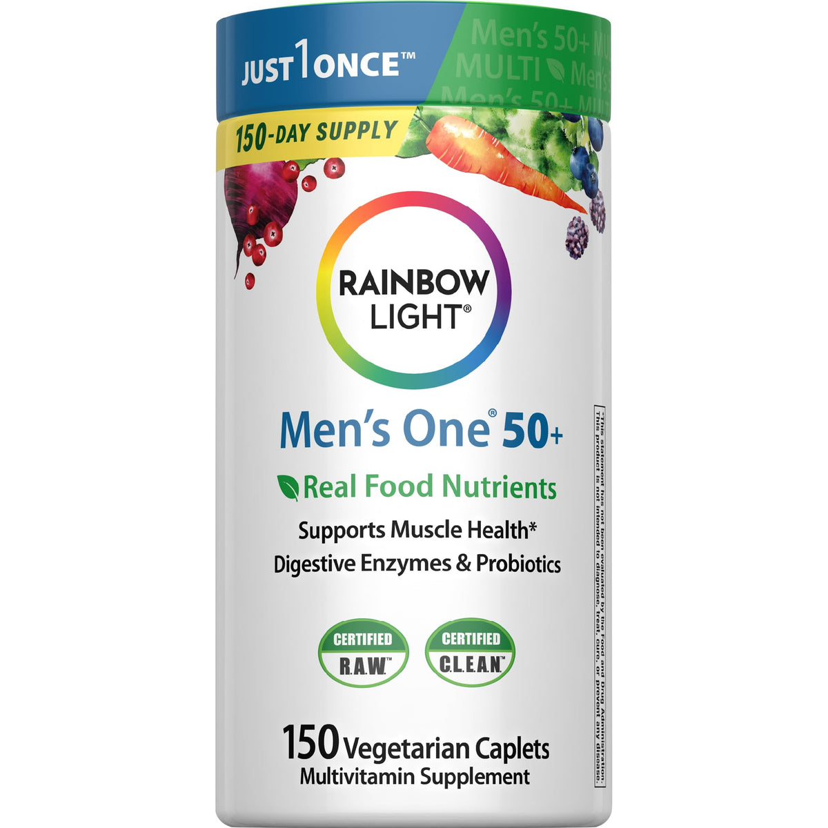 Rainbow Light frente del empaque mostrando 150 caplets y conveniencia diaria