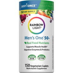 Rainbow Light frente del empaque mostrando 150 caplets y conveniencia diaria