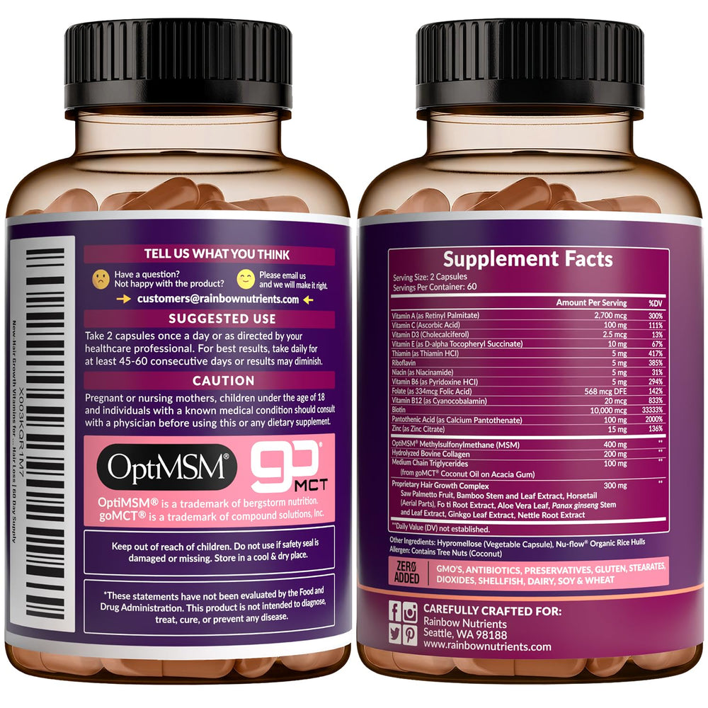 Rainbow Nutrients sello OptiMSM cerca del envase que sugiere calidad comprobada