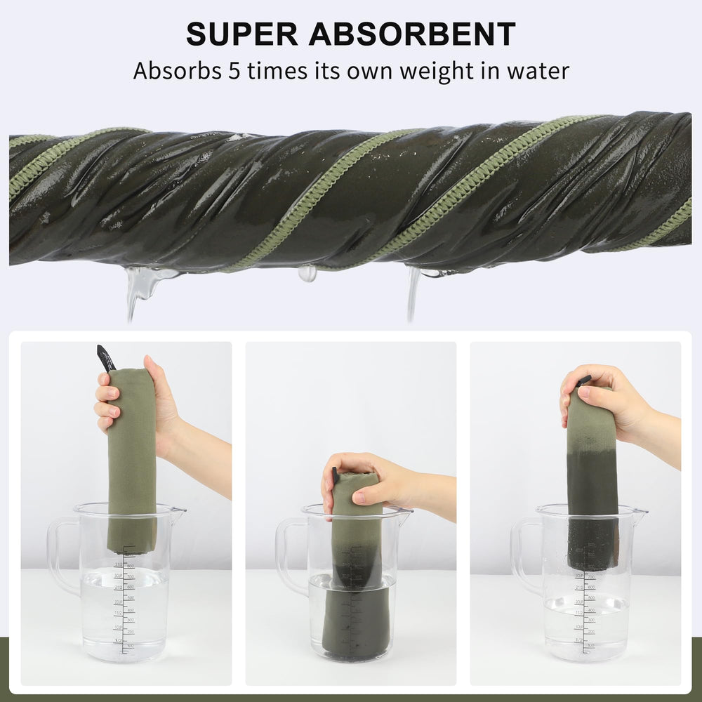 Rainleaf towel hung by snap loop drying fast to prevent damp smells