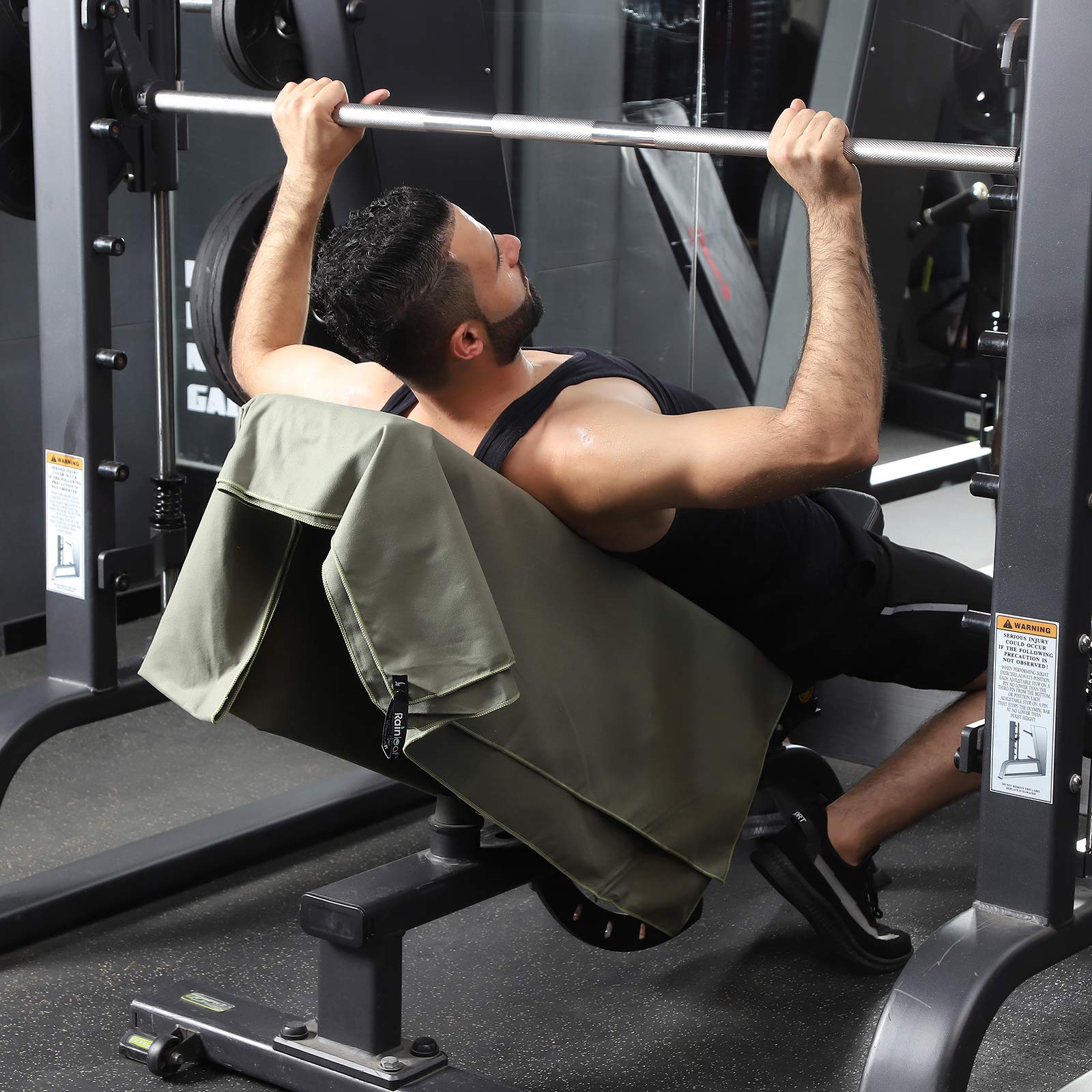 Rainleaf towel used at gym absorbing sweat quickly for post-workout comfort