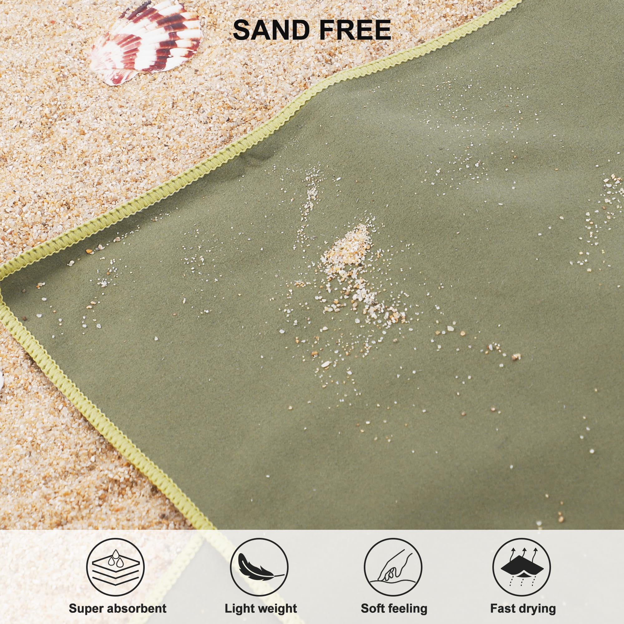 Rainleaf zippered pocket detail on large towel offering secure small-item storage