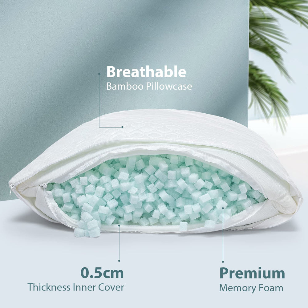 Rainmr diced cube memory foam close-up, shows support and pressure relief benefit