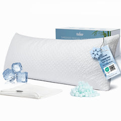 Rainmr front packaging showing pillow and covers, highlights included accessories and benefits