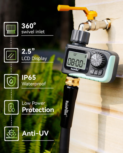 RAINPOINT open battery compartment showing simple battery replacement convenience