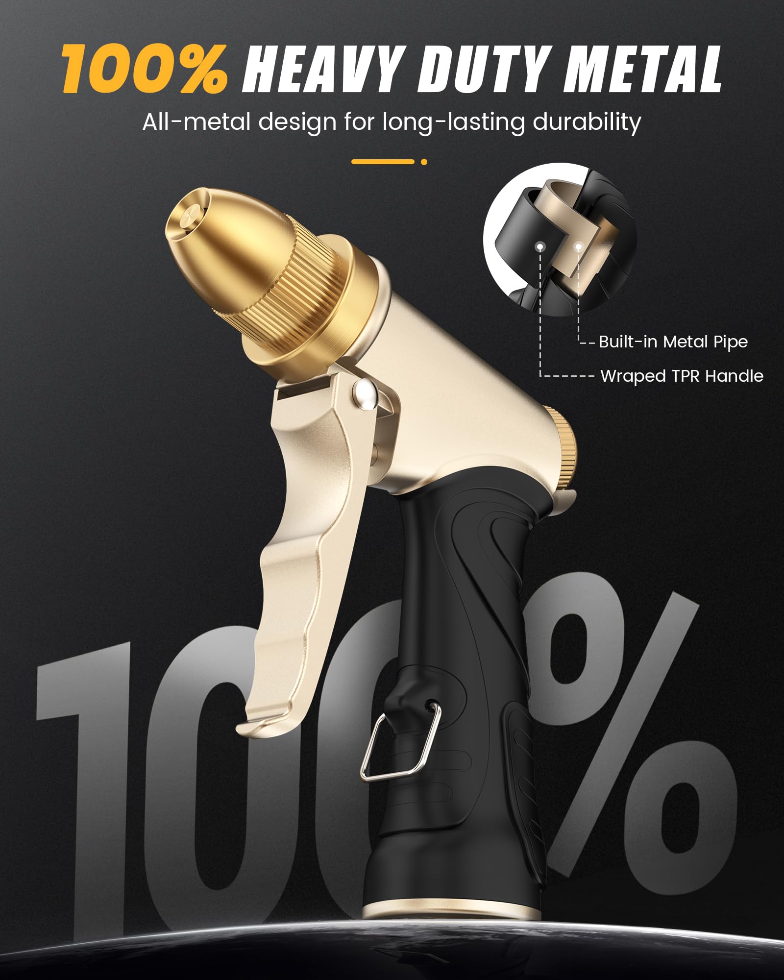RAINPOINT close-up of brass head highlighting solid construction and pressure