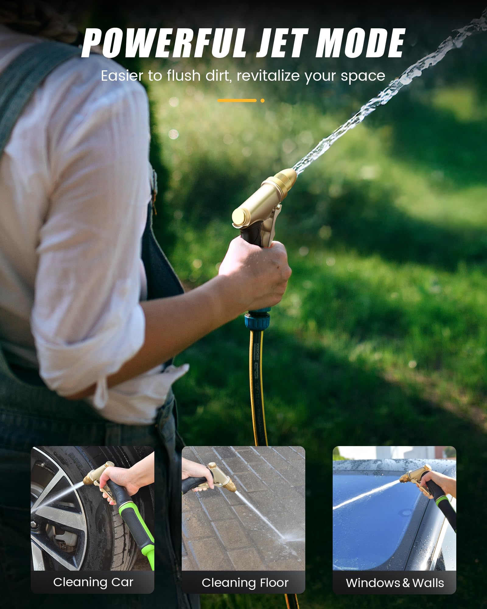 RAINPOINT spraying high-pressure jet cleaning driveway showing effective dirt removal