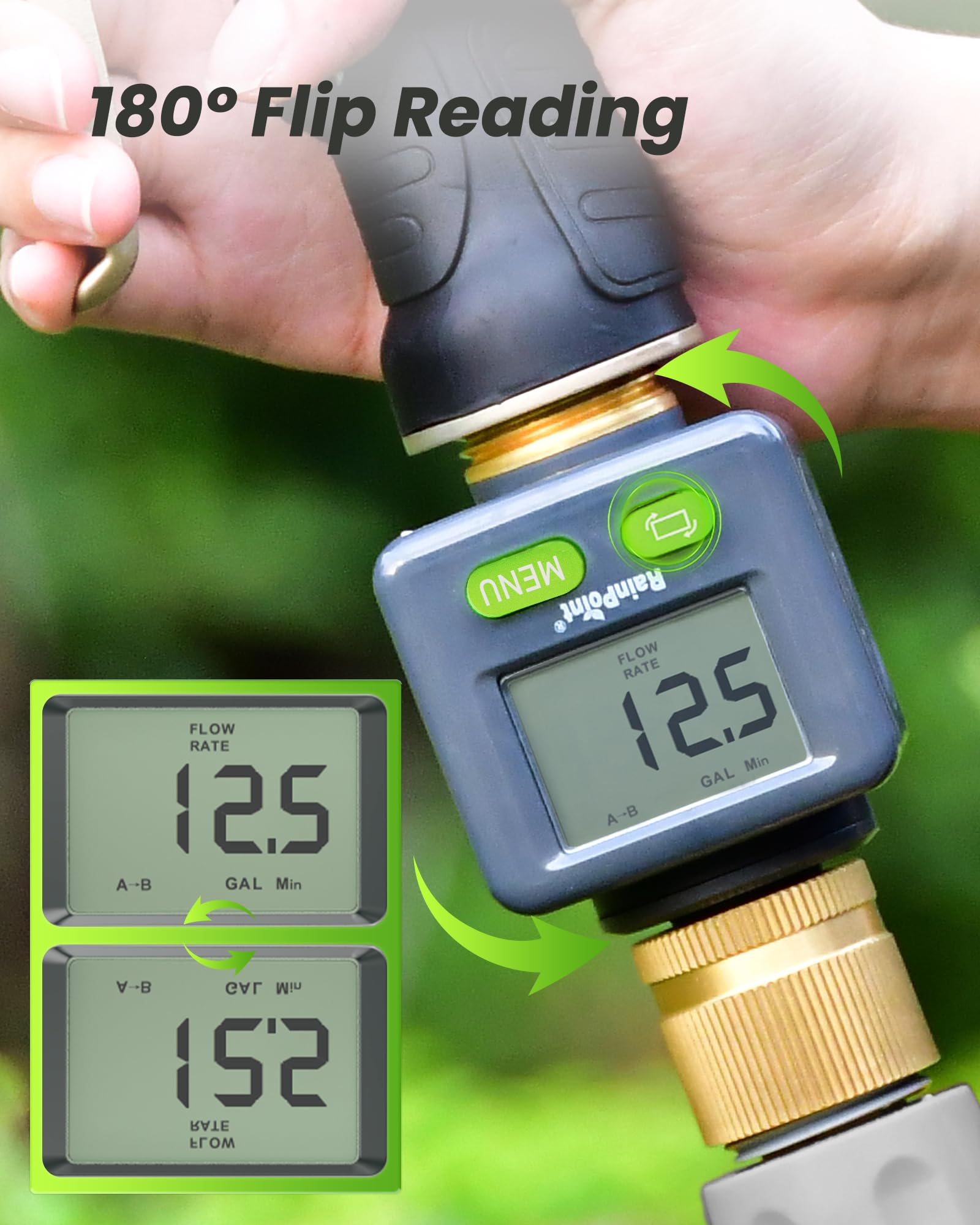 RAINPOINT installed on RV filling hose, accurate tank fill measurement on the go