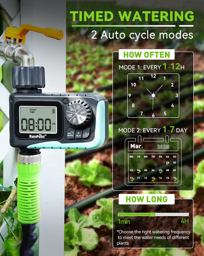 RAINPOINT large LCD display close-up showing clear program readout for quick checks