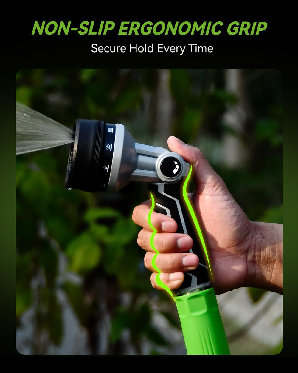 RAINPOINT nozzle in a backyard washing a car to speed outdoor chores