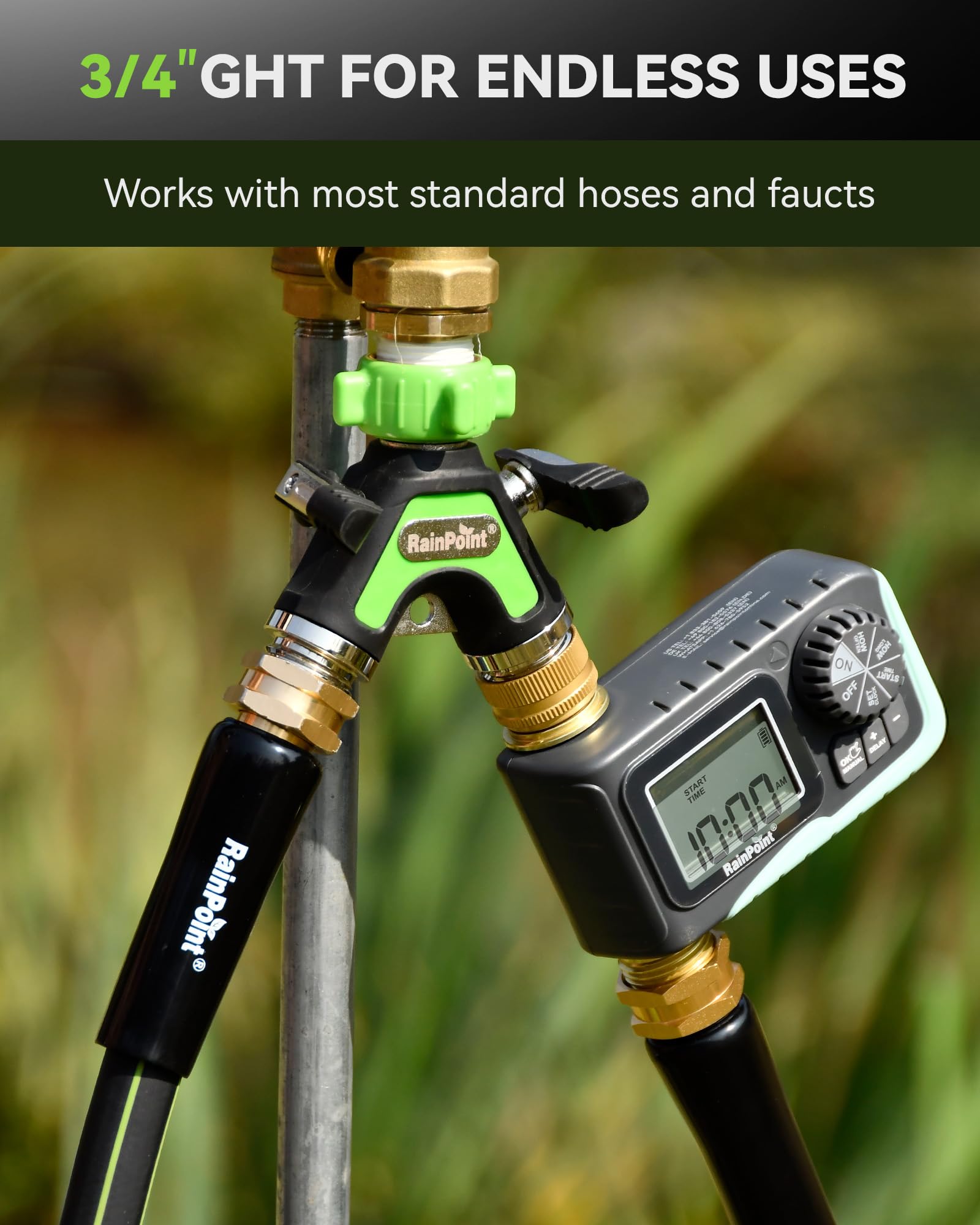 RAINPOINT outdoor splitter operating in cold weather illustrating freeze resistance