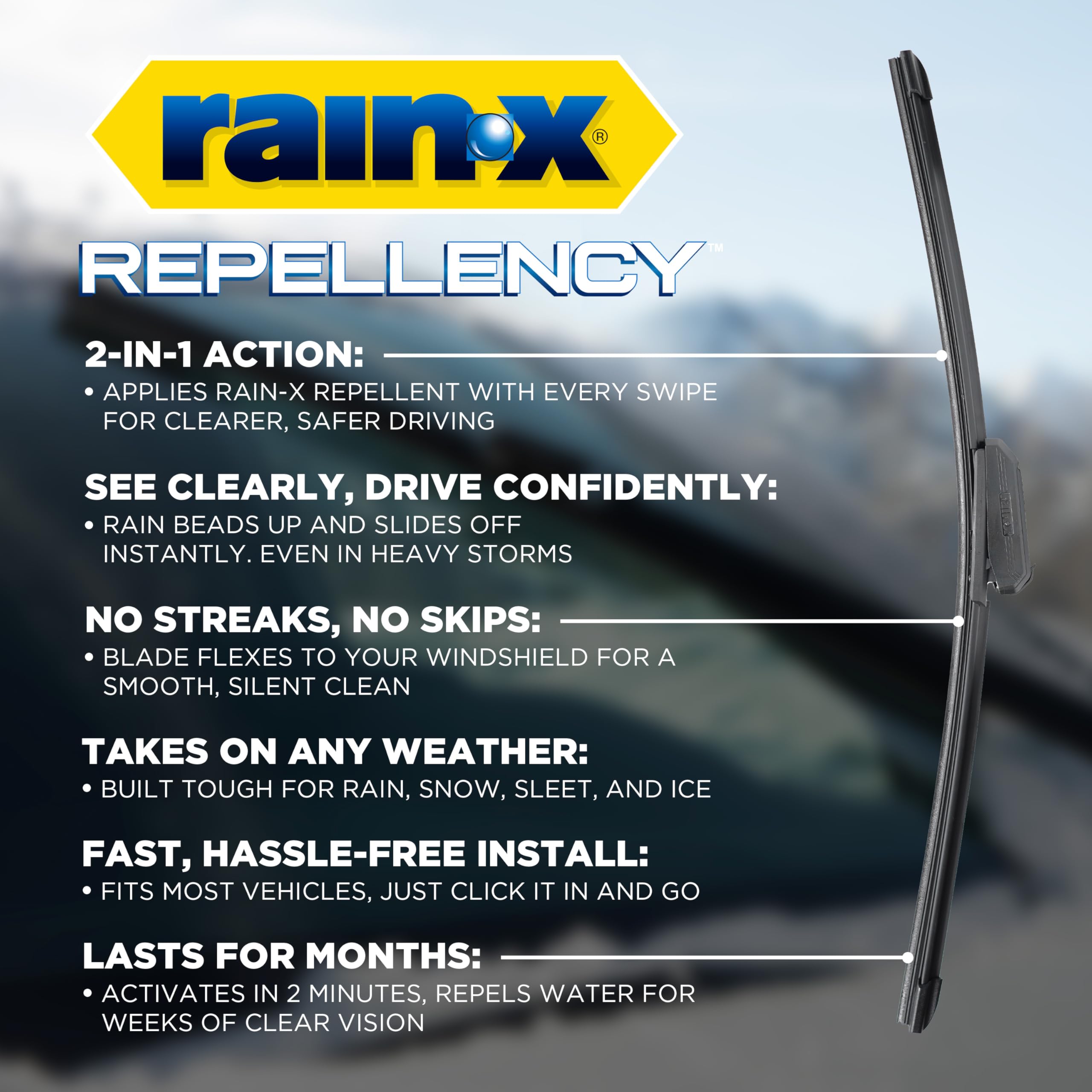 Rain‑X detalle de la goma y recubrimiento para un barrido sin rayas