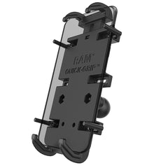 RAM MOUNTS soporte Quick-Grip XL vista frontal con teléfono asegurado