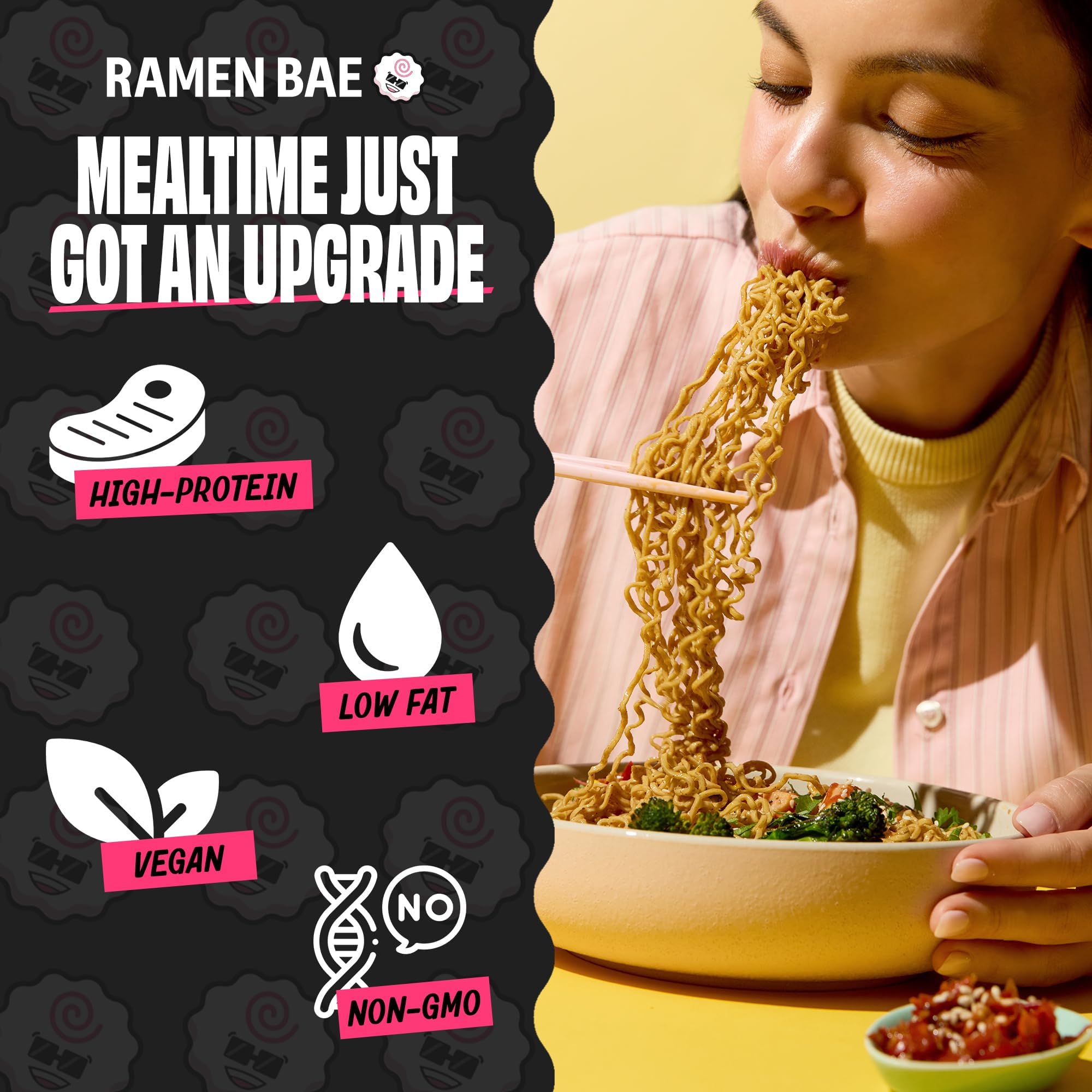 Ramen Bae etiqueta nutricional enfocada en 28g proteína por porción