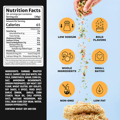 Ramen Bae comparación de tamaño con cuchara para porción visual