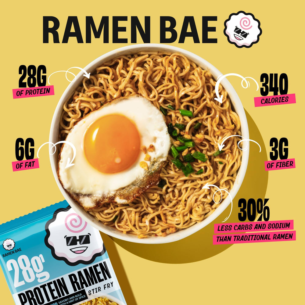 Ramen Bae ingredientes crudos alineados que muestran receta vegana limpia