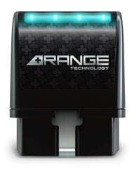 Range Technology RA003B front view showing blue housing and OBD-II plug, easy install benefit