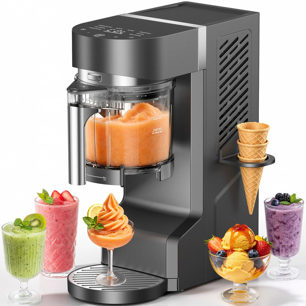 Ranvaira front view showing compact light-gray machine, perfect for home counters