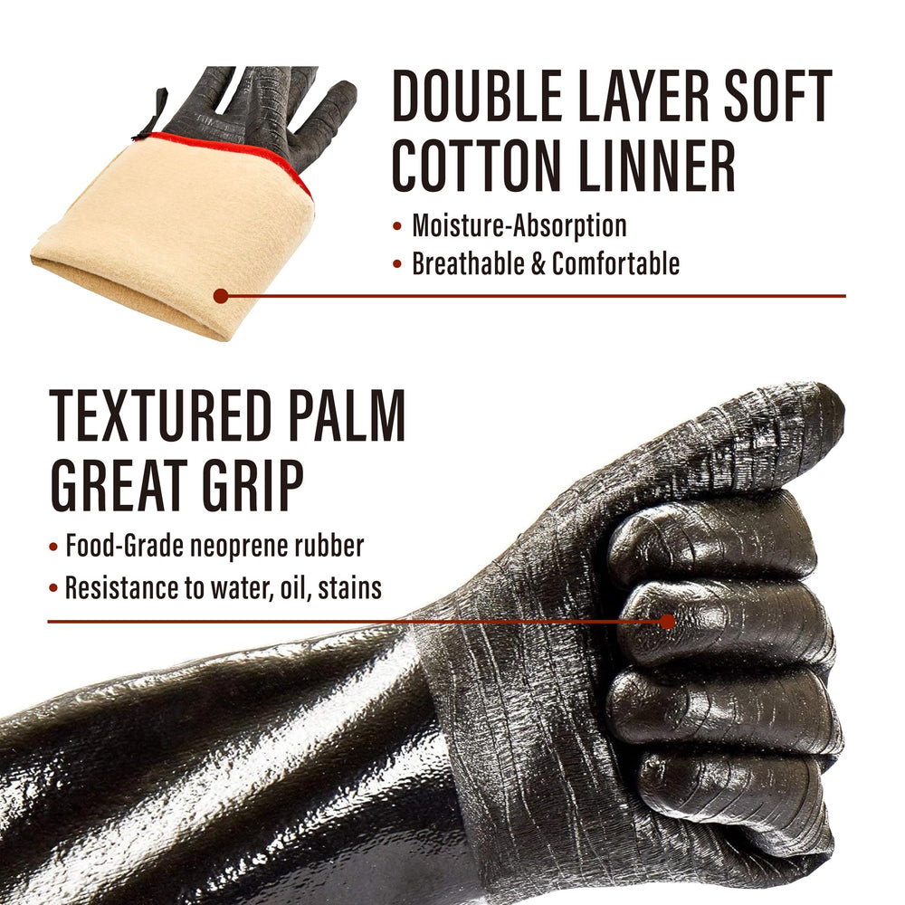 RAPICCA gloves in use lifting hot ribs with secure, heat-resistant hold