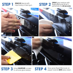 Rapid Tac being sprayed on vinyl wrap showing easy adhesive breakdown benefit