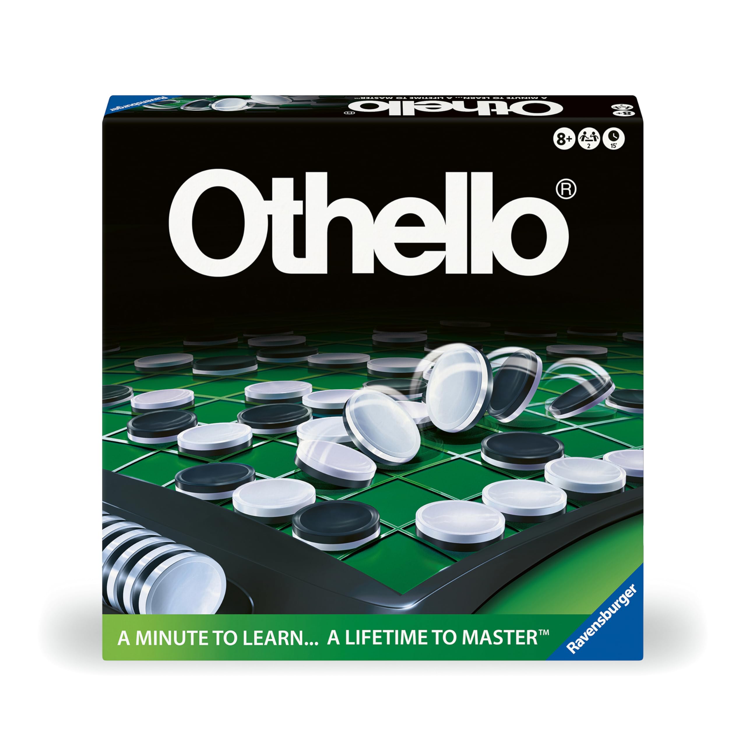 Ravensburger Othello comparación tamaño en mano mostrando portabilidad y compacto