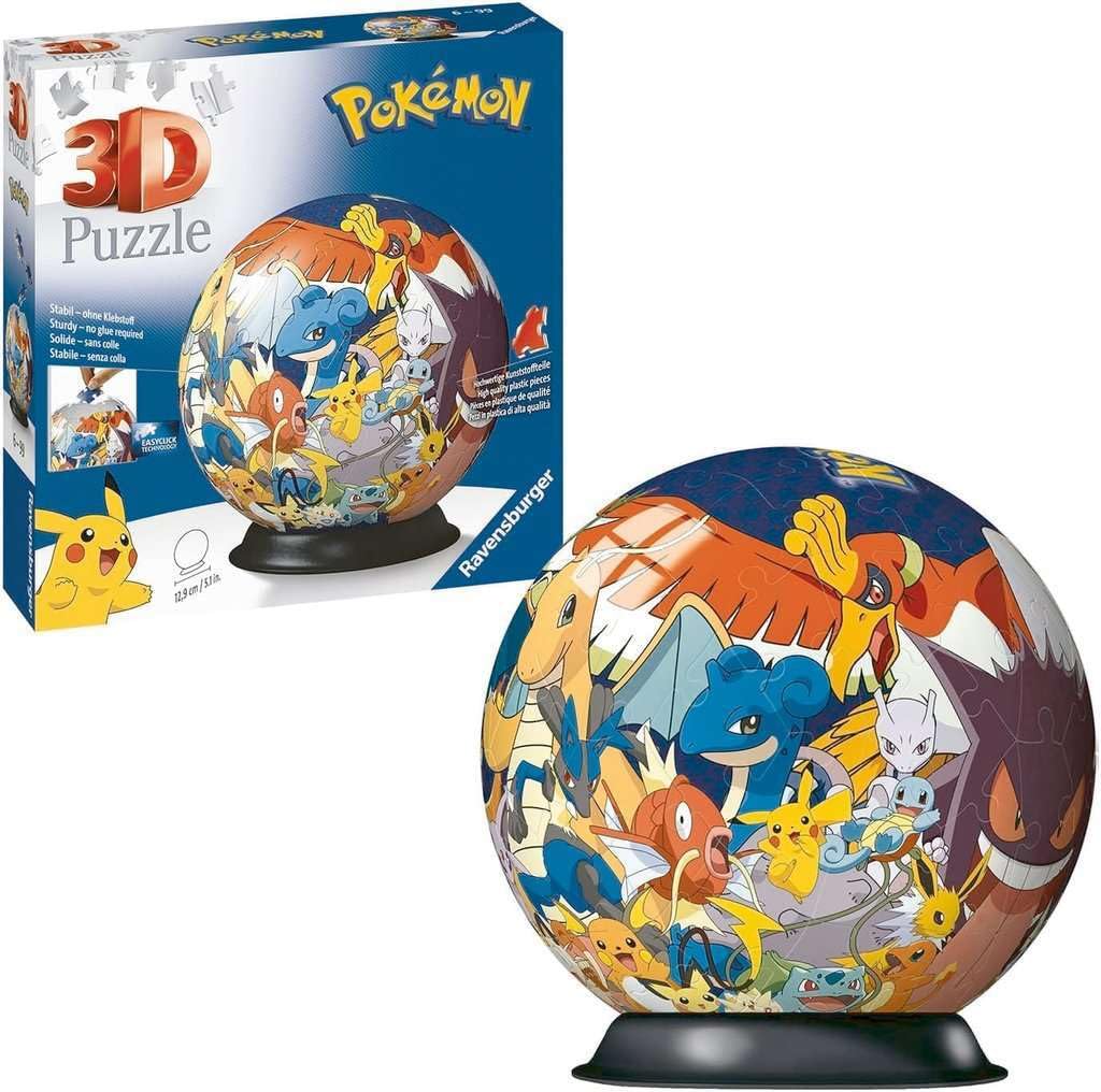Ravensburger bola Pokémon colocada en su base para exhibición segura