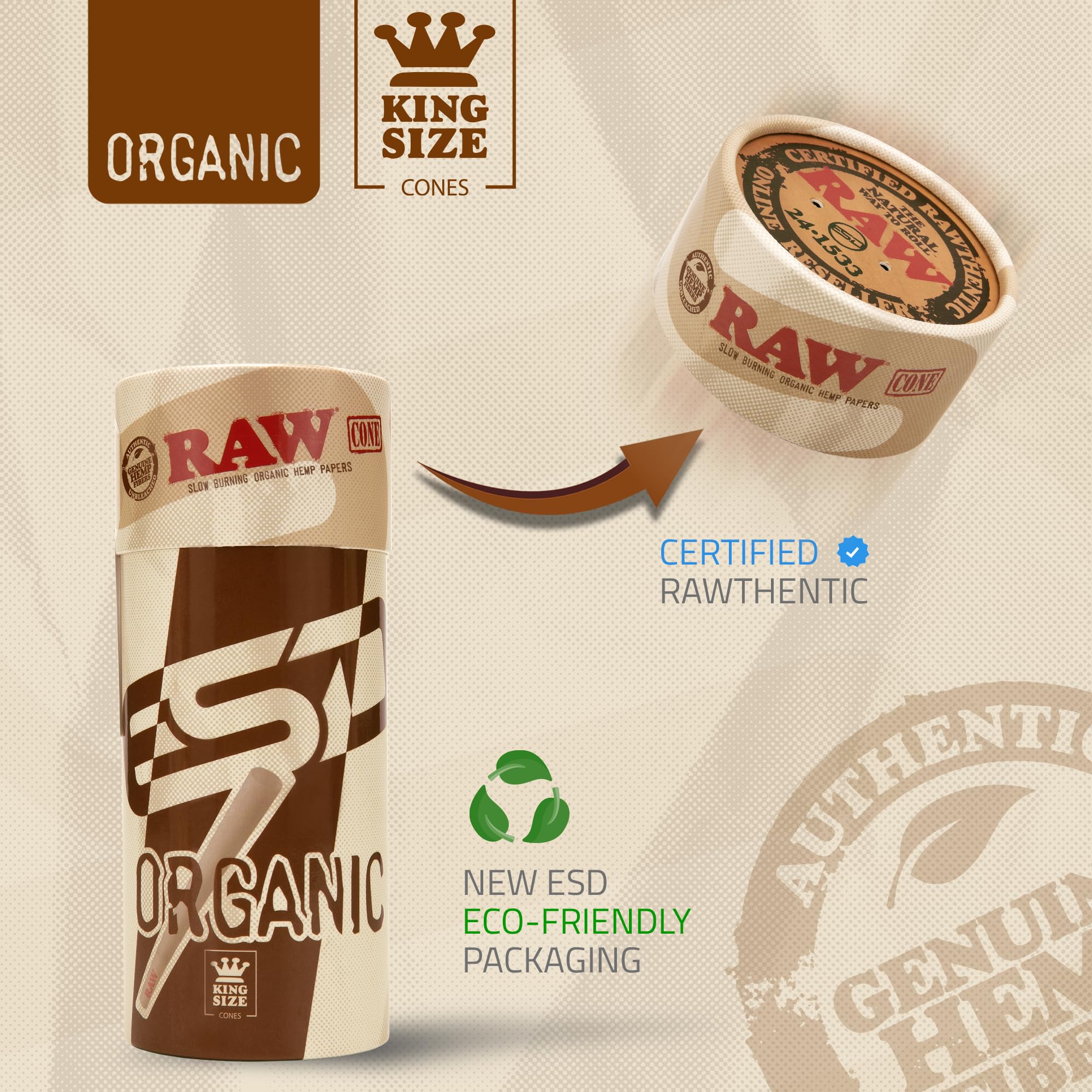 RAW conos en tubo protector listos para llevar y evitar aplastamientos en el transporte