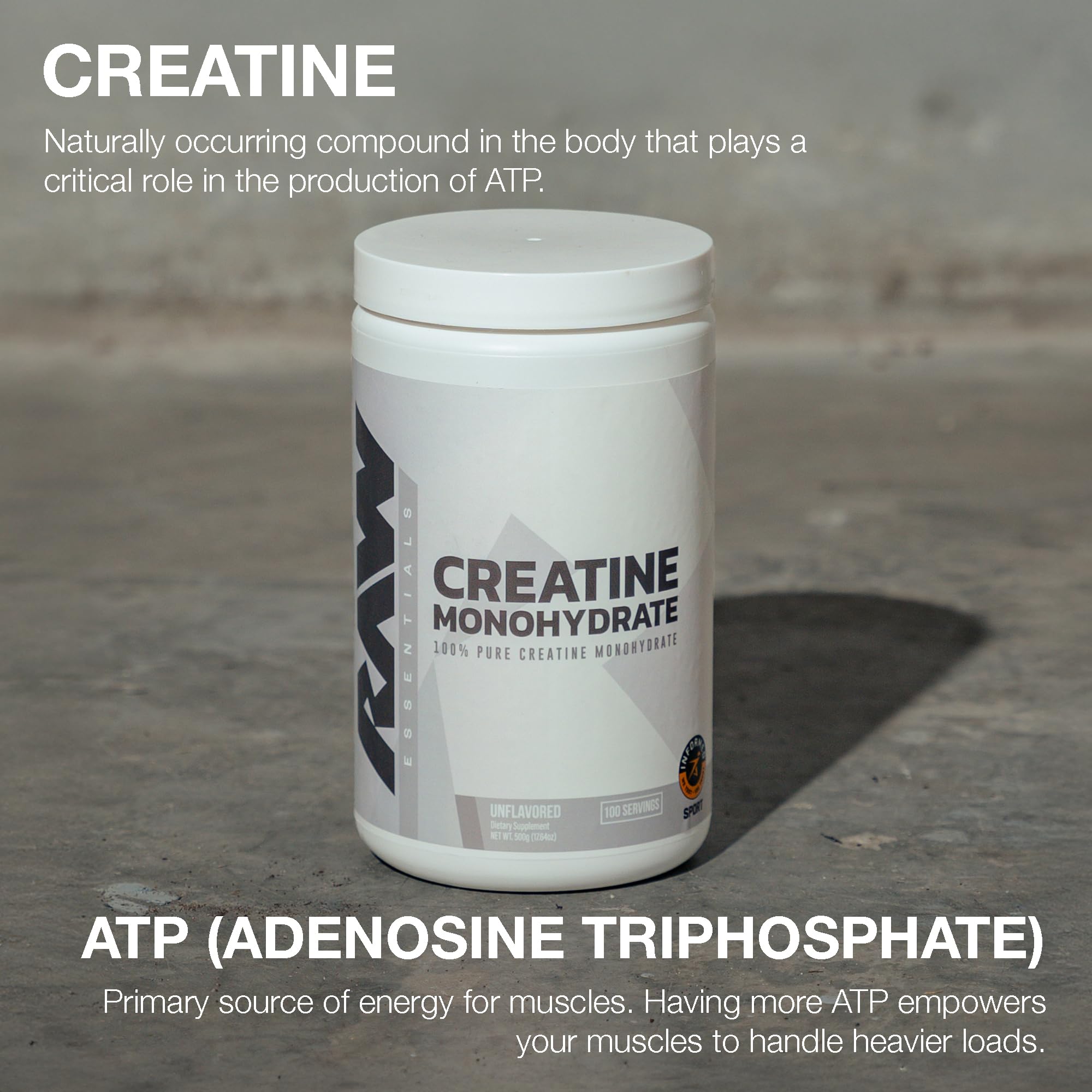 Cuchara medidora con RAW creatine para dosis diaria precisa