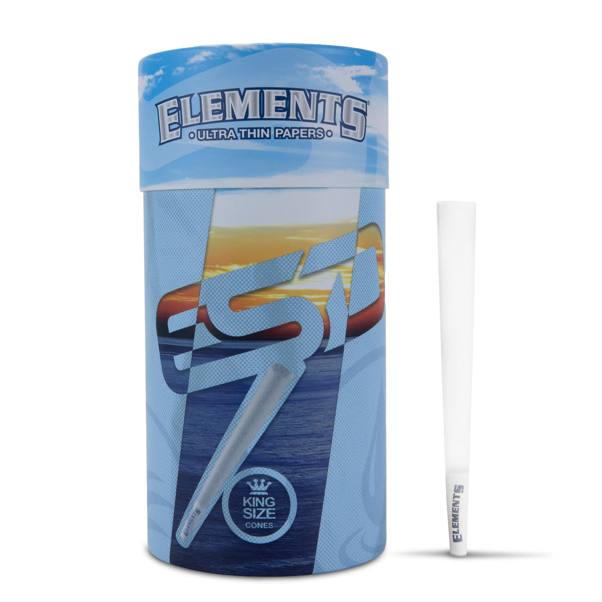 RAW Elements frontal del paquete mostrando 100 conos y beneficios