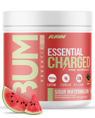 RAW envase frontal mostrando sabor y diseño, conveniente y claro