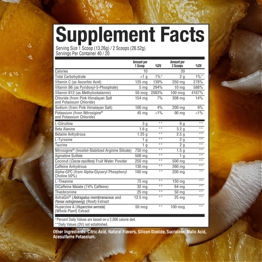 RAW Thavage nutrition label close-up displaying ingredient transparency benefit