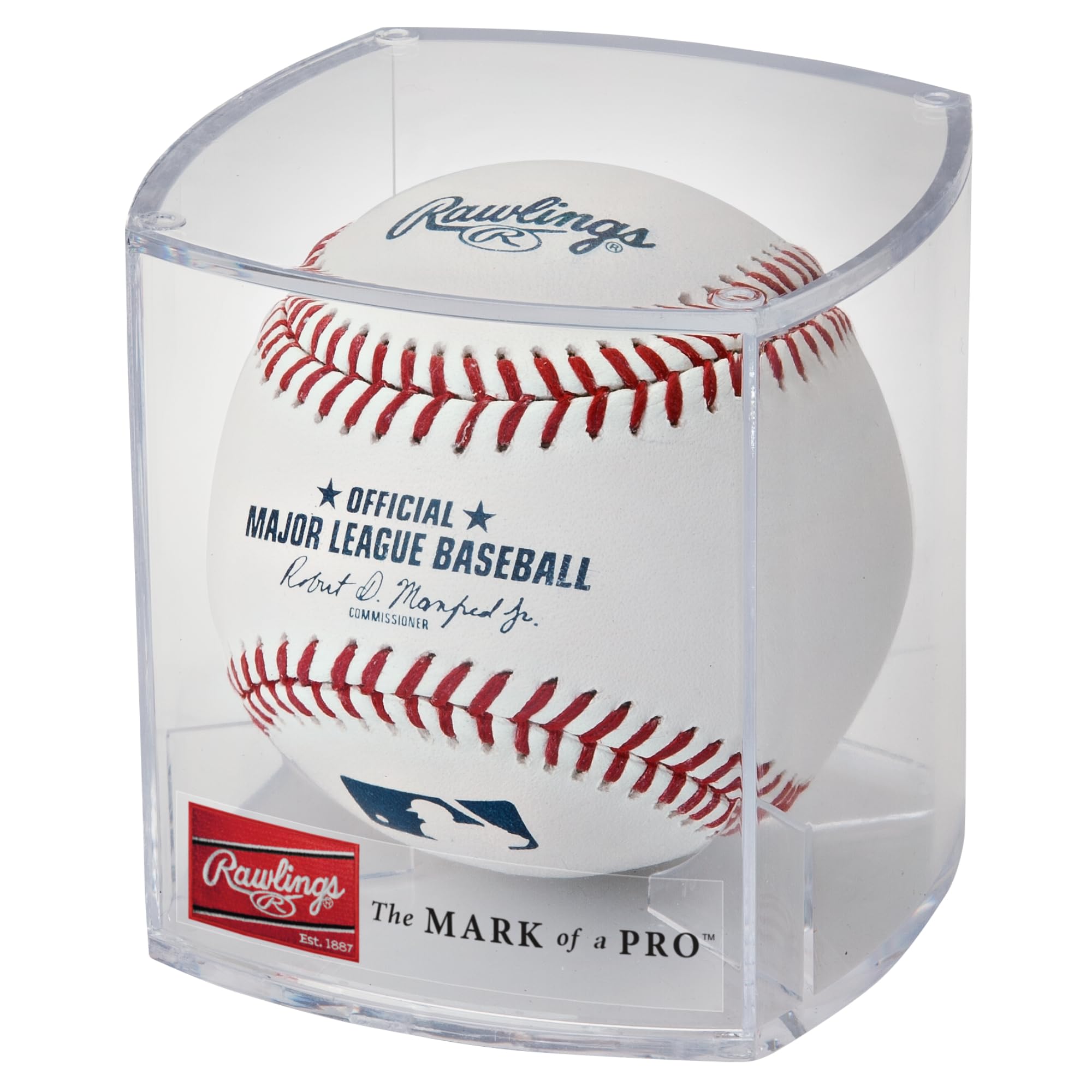 Rawlings balón frontal oficial MLB mostrando logo y apariencia auténtica para coleccionar