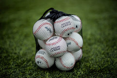 Rawlings mesh bag with baseballs for easy transport and storage