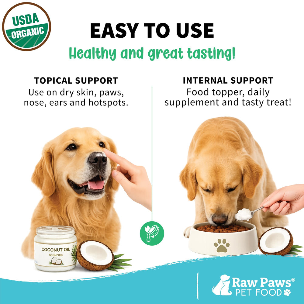 Raw Paws frasco junto a mano para comparar tamaño y dosificación fácil