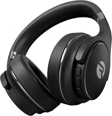 Raycon front view showing black over-ear design and clean lines for travel