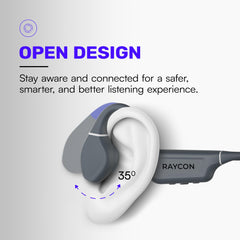 Raycon worn running outdoors showing secure fit and situational awareness benefit