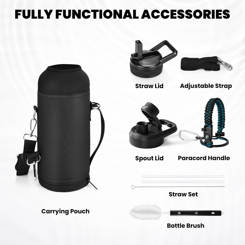 RAYMYLO bottle clipped to backpack outdoors, portable hydration on the move