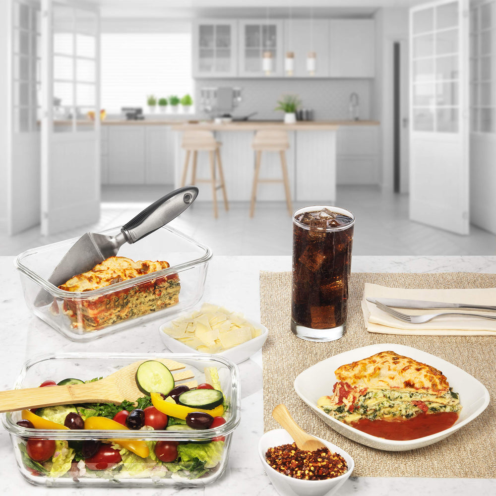 Razab on kitchen table serving family meal, convenient oven-to-table serving